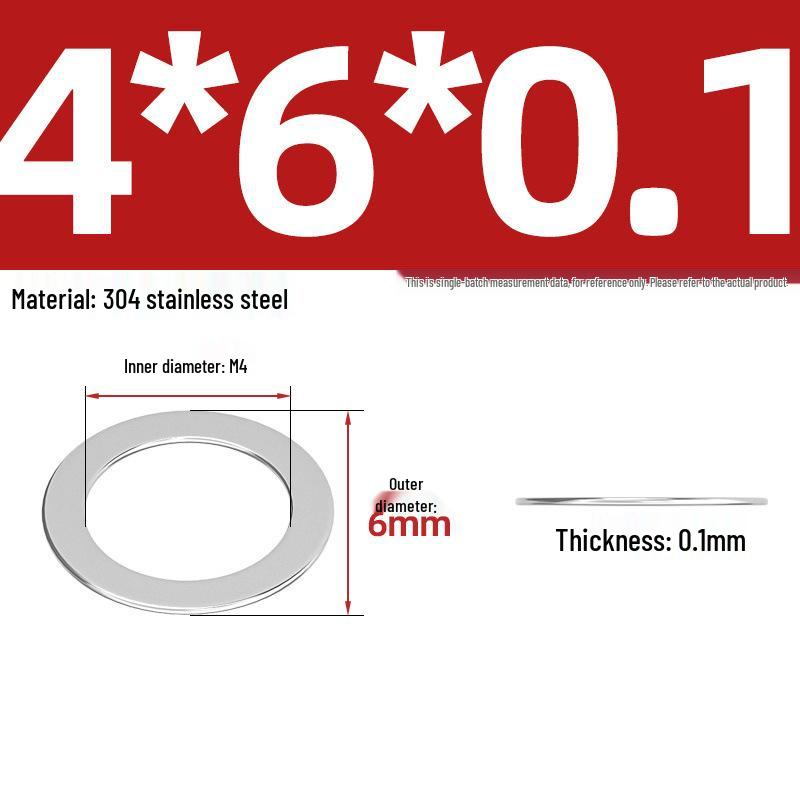 304 Stainless Steel Ultra-Thin Flat Washers - Available in Thickness: 0.1mm, 0.2mm, 0.3mm, 0.5mm