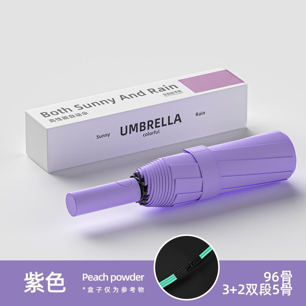 Automatiskt paraply Stort väder- och regnparaply Damers förtjockade och förstorade fällbara paraply Solskydd UV-skydd Solparaply