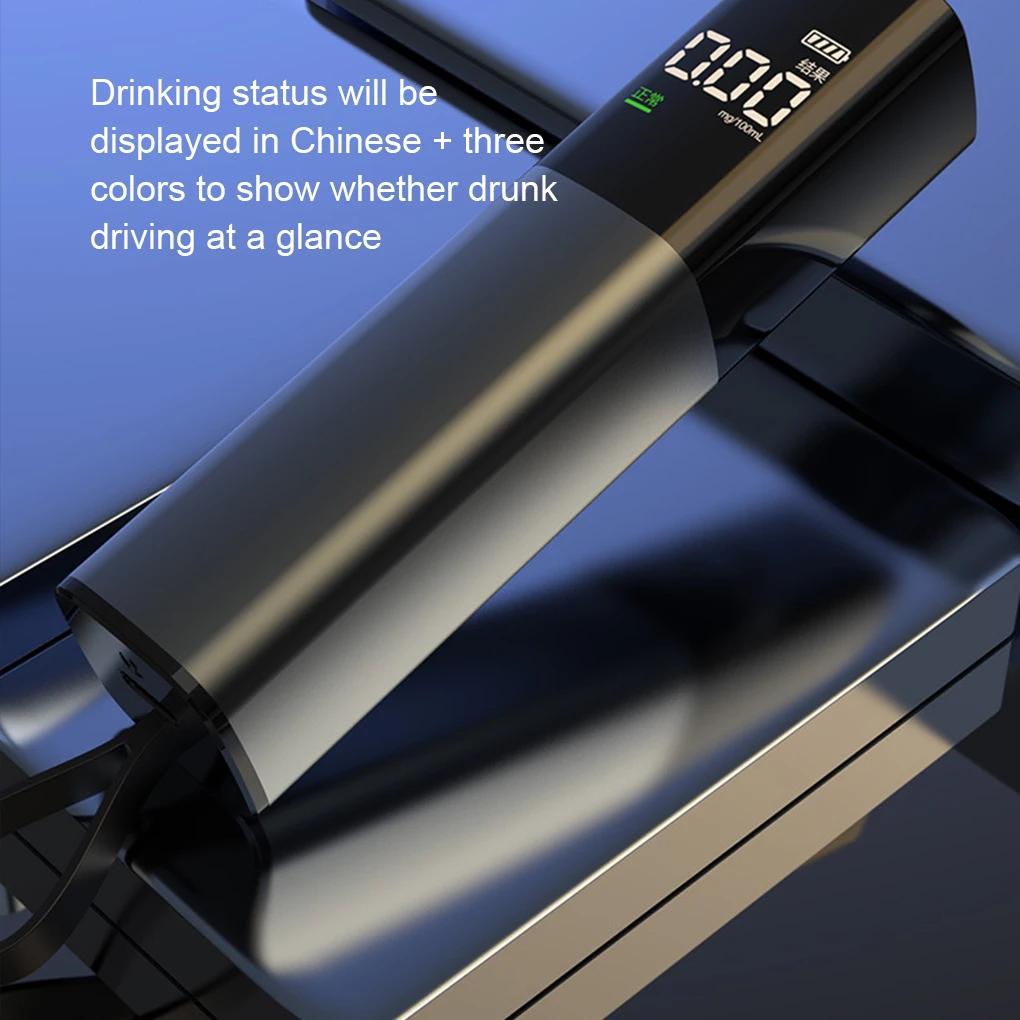 High Accuracy Portable Breathalyzer Car Drunk Driving Tester Digital Display Fast Response Rechargeable for Home Car Use