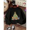 Kids Crewneck Sweatshirt, Cartoon Christmas Tree & Gift Box Print, Casual Tops for Fall & Winter