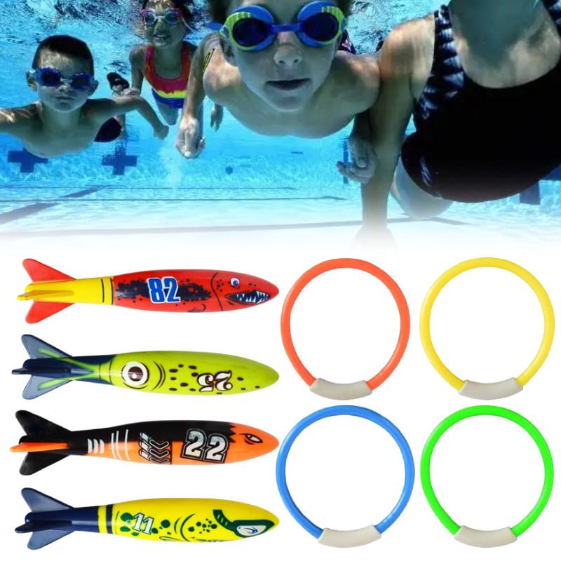 Rings Torpedoes Floating Swimming Pool Toys Dive Sticks Kids Game Gift Prop