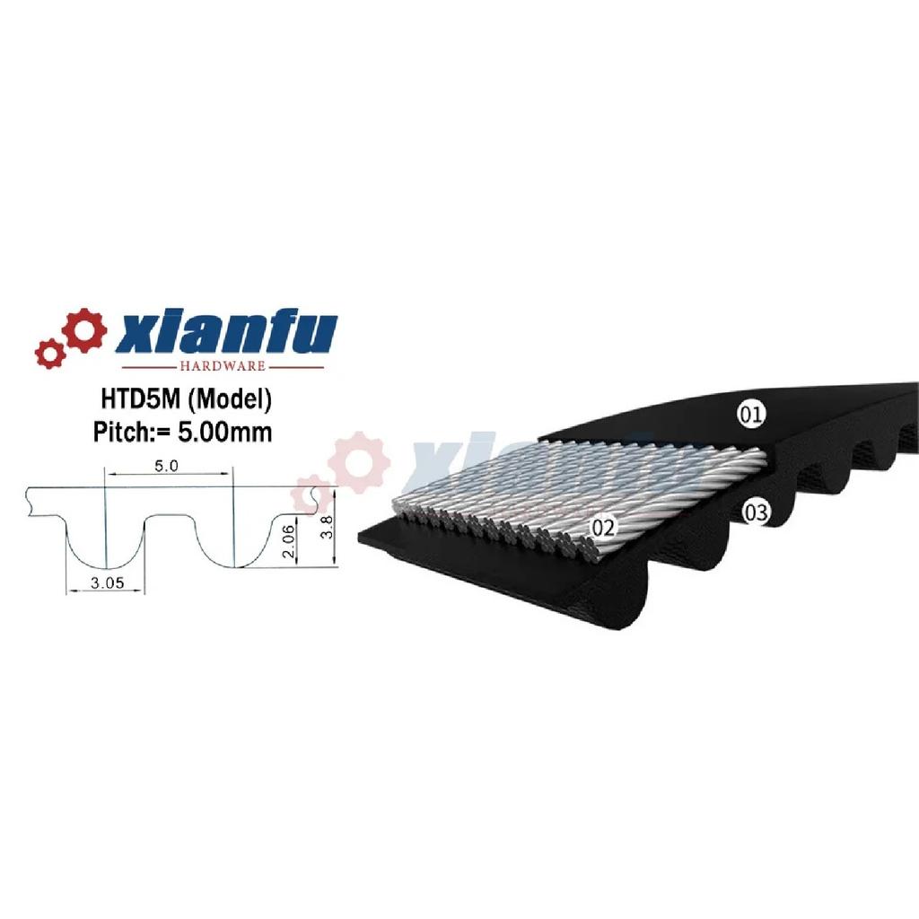 HTD 5M Rubber Timing Belt Closed Loop Perimeter 215 220 225 230 235 240 245 250 255mm Width 10~50mm HTD5M Transmission CNC Drive