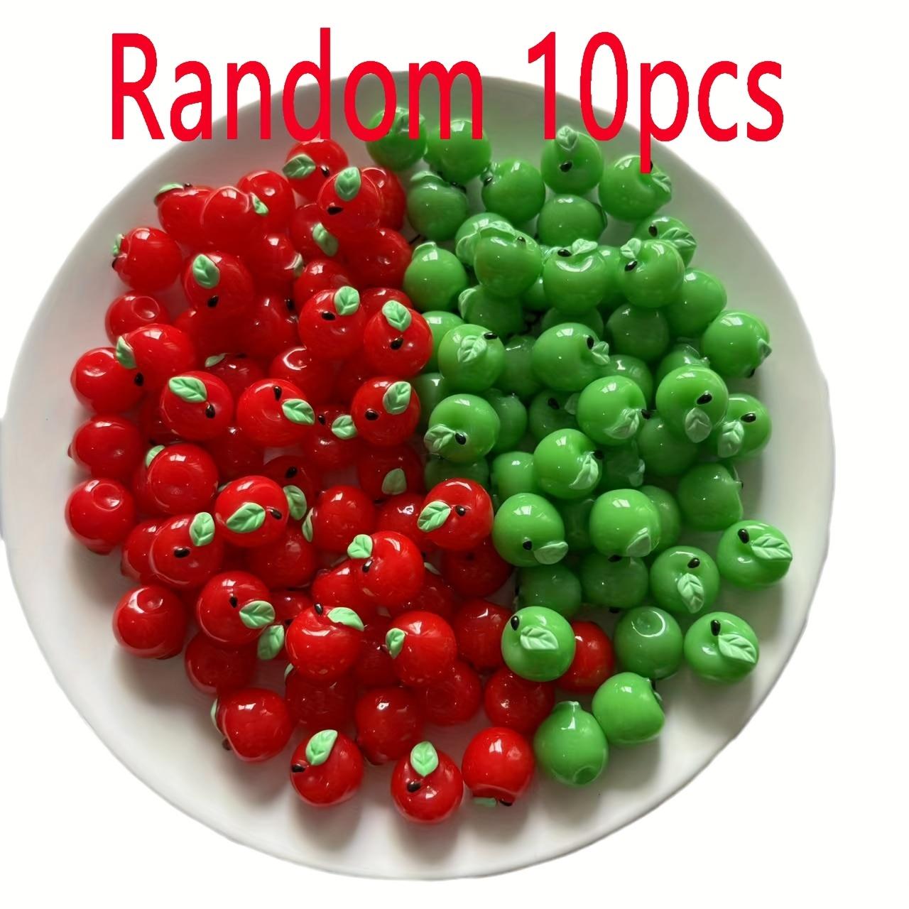 

10 DIY Mini Resin Green and Red Apple Statues, Decorated with Small Statues, Can Be Used as Jewelry Accessories or Gifts for Fam