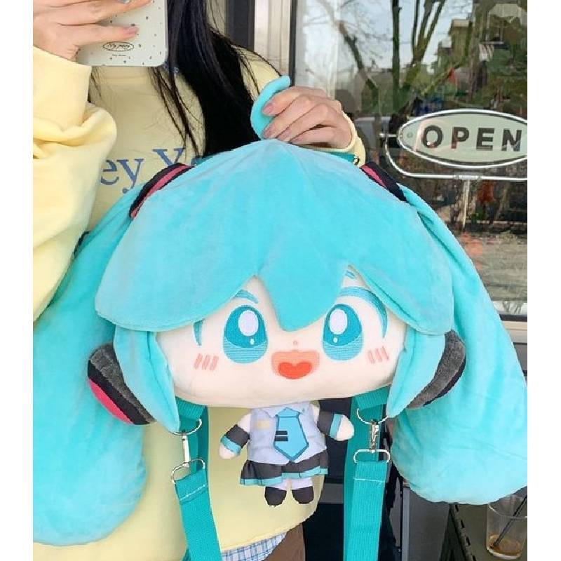Pluszowy plecak Hatsune Miku Dla nastoletnich dziewcząt i chłopców Z kieszeniami