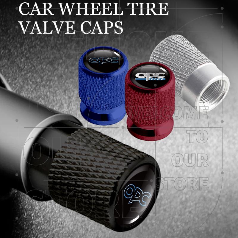 For Opel OPC Line Rocks Insignia Zafira Mokka LOGO 4pcs Car Wheel Tire Valve Aluminum Caps Tyre Stem Covers Airdust Waterproof