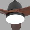 36-Zoll Moderner Schwarzer Deckenventilator, Dimmbar in 3 Farbtönen, Massivholzflügel, Steuergriff, Umkehrbarer DC-Motor, Speicherfunktion