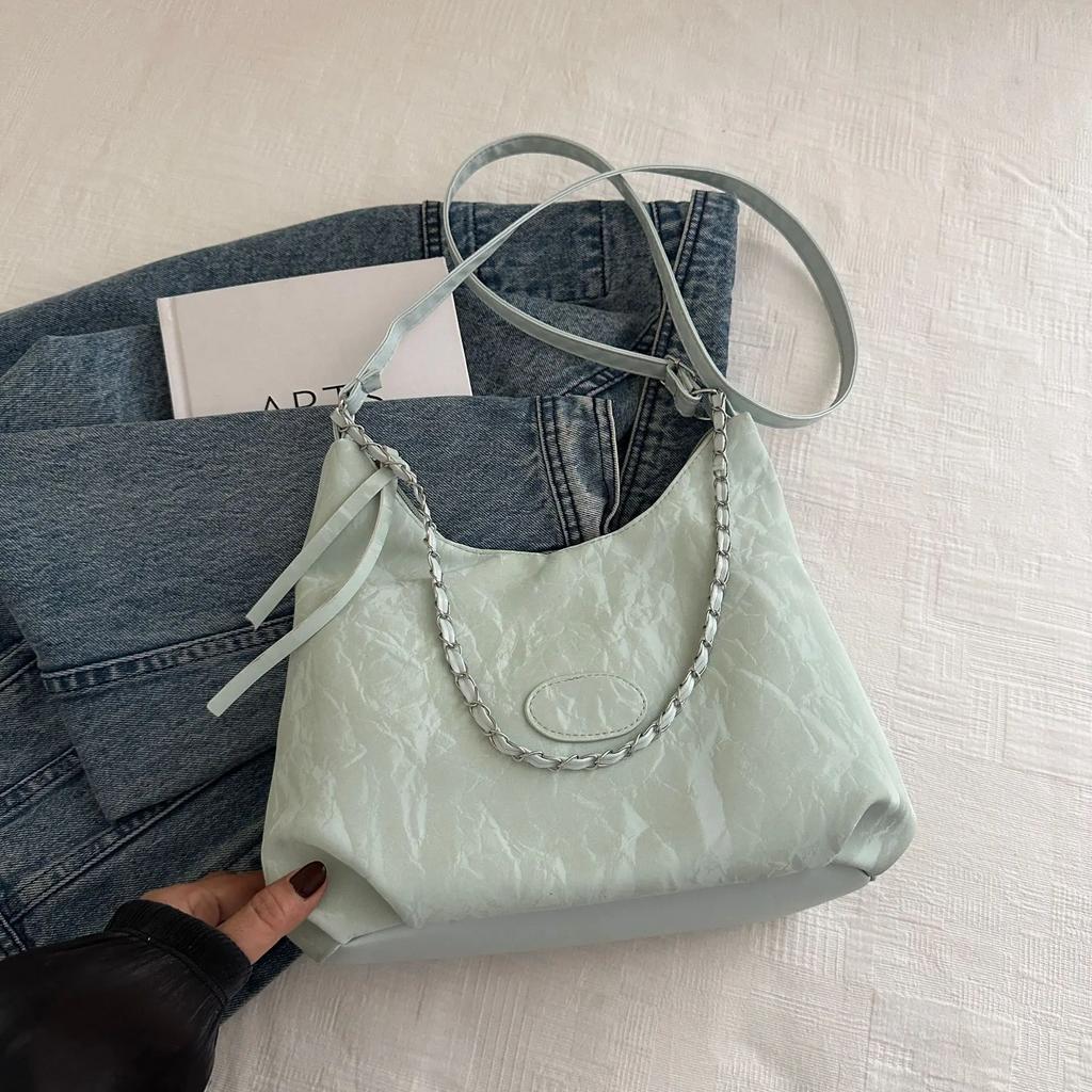 Neue Sommer-Ketten-Pendeltasche, Lässige Studenten-Weichgesicht-Großraumtasche für Damen, Mode Einzelschulter-Umhängetaschen