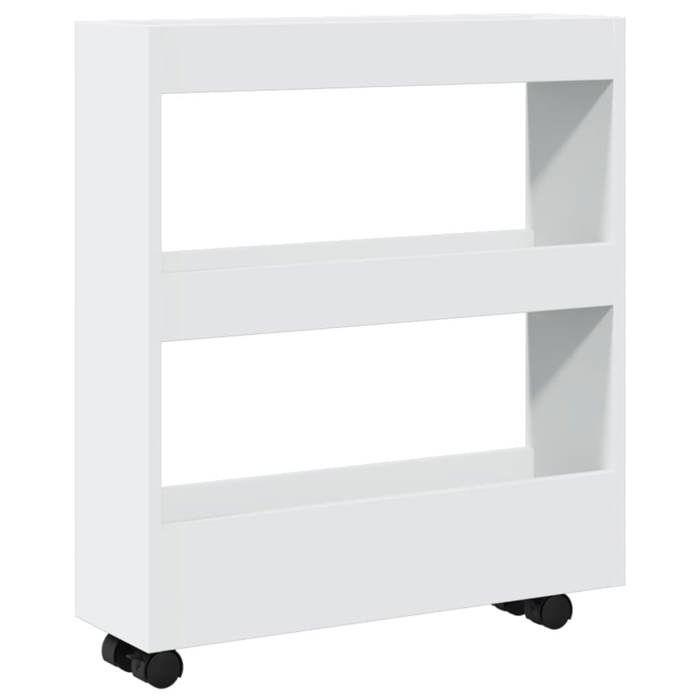 VidaXL Narrow 3-Tier Storage Cart White Engineered Wood, Slim Storage Cart, Rolling Cart, Cart 855241