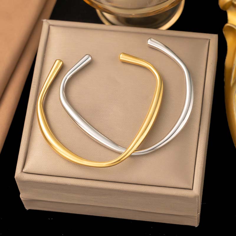 Stainless Steel Metal Wrist Bracelet Bangle For Women Gold Handmade Cast Statement Party Jewelry Gifts