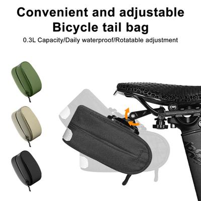 Bicycle Saddle Storage Bag 0.3L Capacity Waterproof Reflective Adjustable Road Mountain Bike Seat Rear Tail Bag Organizer Pouch Cycling