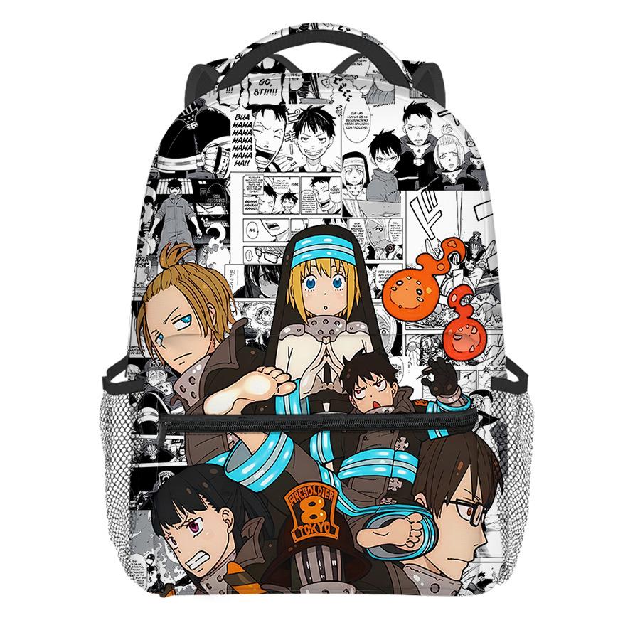 Klassieke Cool Fire Force seizoen 3 Student Rugzak Notitieboek Rugzakken 3D Print Oxford Waterdicht Jongens/Meisjes Reisrugzakken
