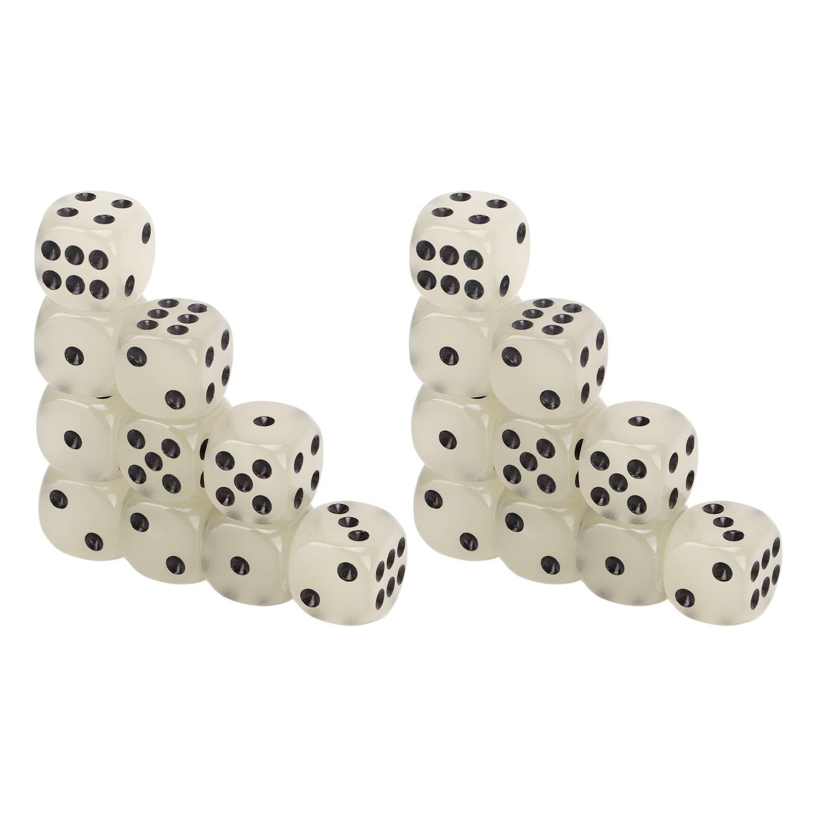 

20 Pieces Glowing Dice Medium Black Dot Classic Plastic 6 Sided Dice Table Game Dice for Board Games