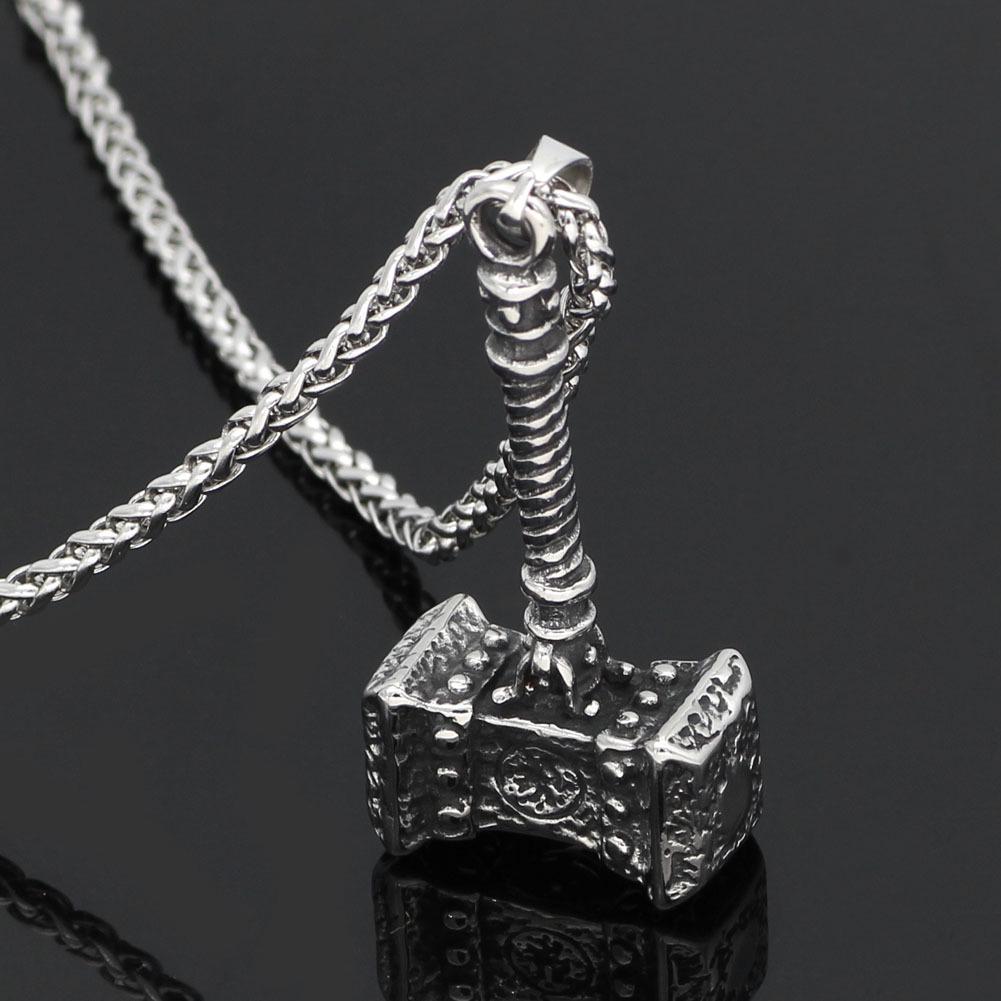 Viking Hammer Stainless Steel Necklace - Men's Domineering Jewelry Accessory