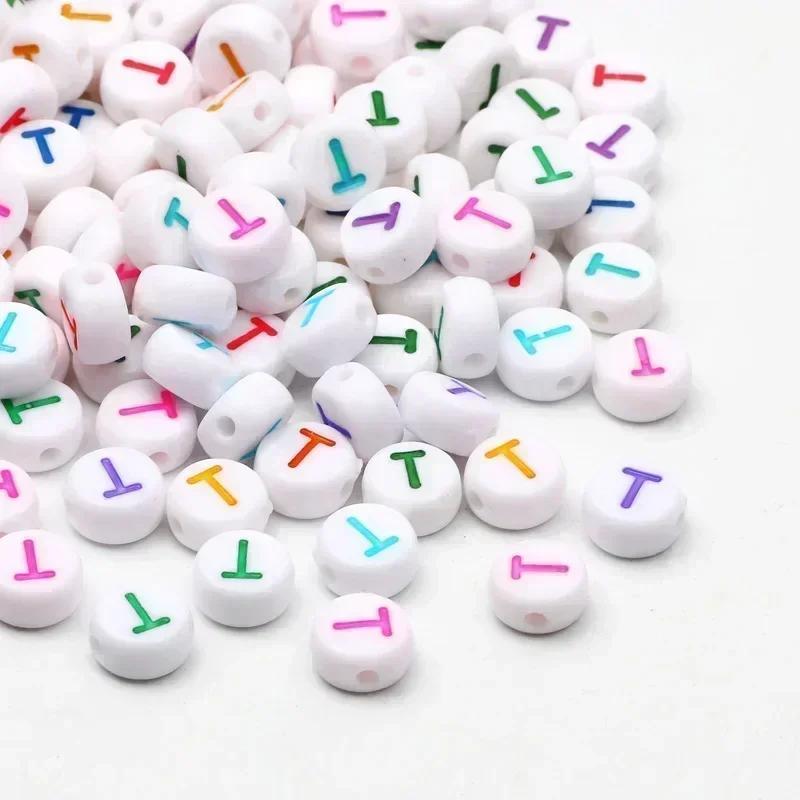 Acrylic A-Z 26 Letter Round Beads Colorful Alphabet Loose Spacer Beads For Jewelry Making Diy Bracelet Necklace Accessories