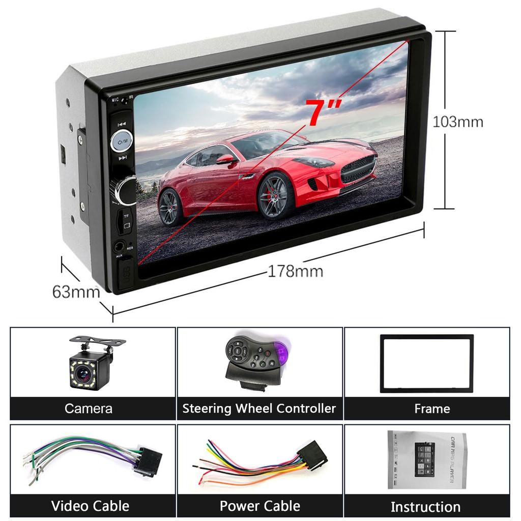 2 Din Car Stereo Bluetooth Car Stereo 7 Inch Touch Screen Car MP5 Player,
