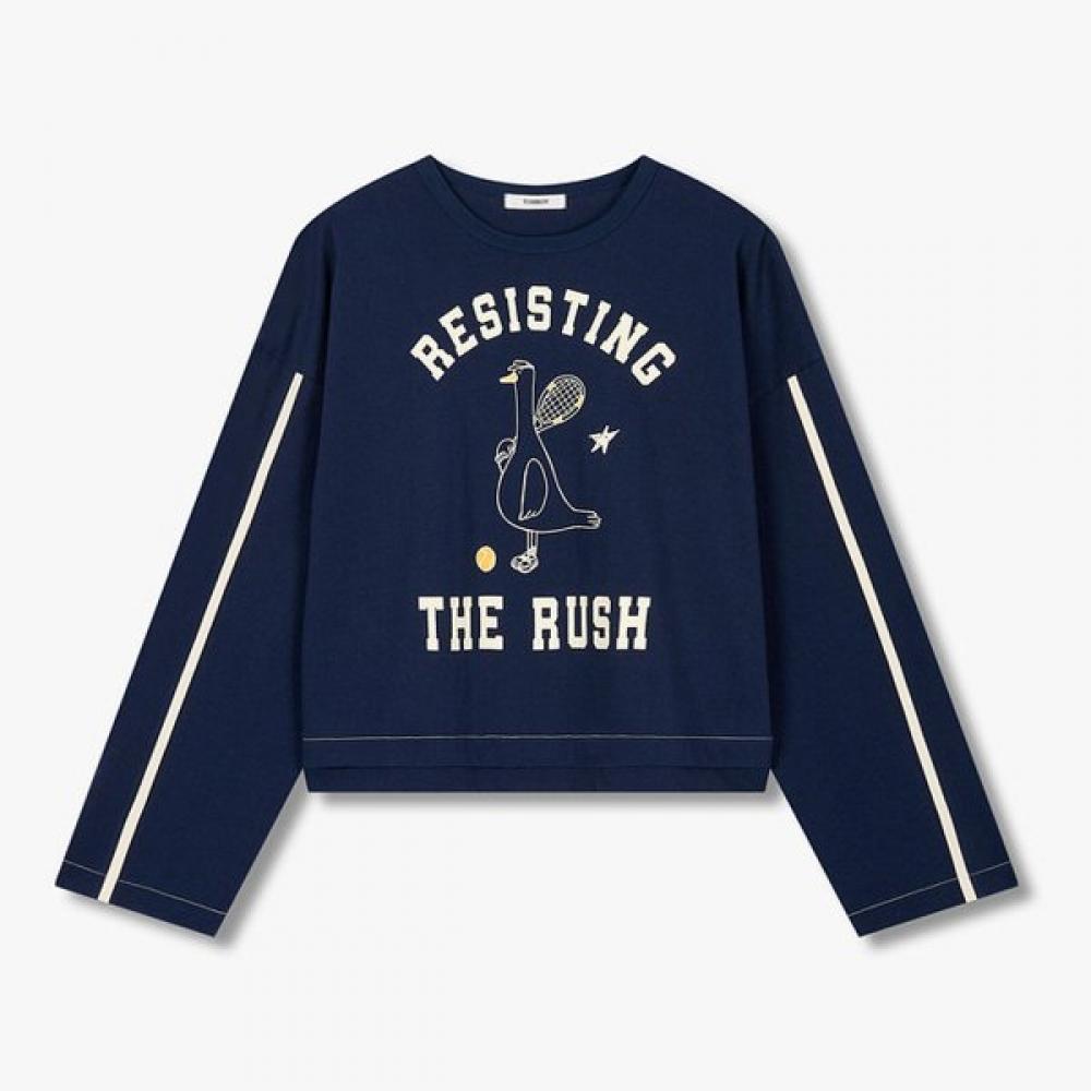 STudio Tomboy Single Line Graphic Long Sleeve T shirT 9106122104 navy/OS