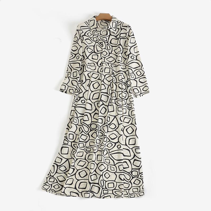 ZANZEA Women Fashion Print Shirt Dress Spring Summer Casual Turn Down Collar Long Sleeve Long Dress