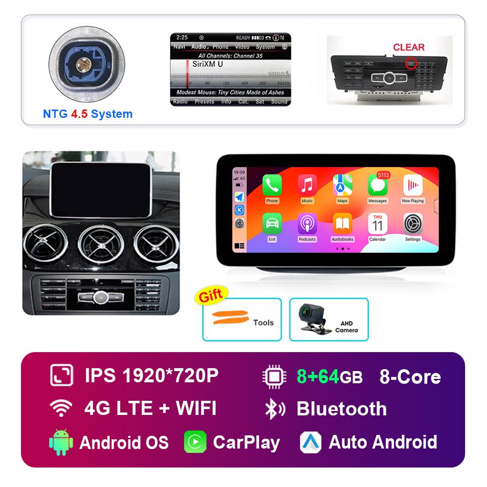 10.25 Inch 1920*720P for Benz B-Class W246 W245 2011 - 2019 NTG 4.0 4.5 System Android Car Radio Multimedia Player GPS 4G WiFi