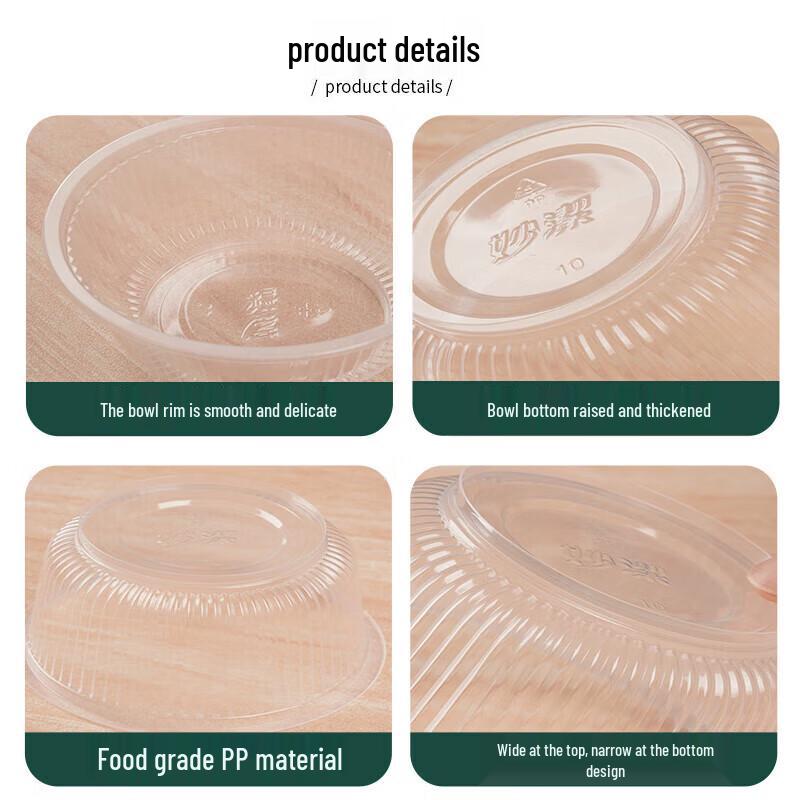 MIAOJIE Disposable Round Plastic Bowls (No Lid)