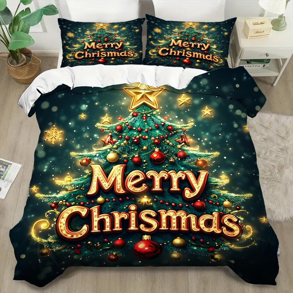 Comforter Merry Christmas Bedding Set 3D Printed Soft Single Double Size Bed Set Christmas Gift Bed Home Decorations