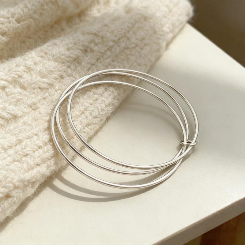 925 Sterling Silver Stylish Simple Three Circle Bracelet Birthday Party Anniversary Gift серебряный