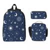 Sweet Celestial Suns, Moons And Stars Backpack BookBag School Bag Computer Shoulder Bags 3ps Insulated Lunch Bag Pencil Case