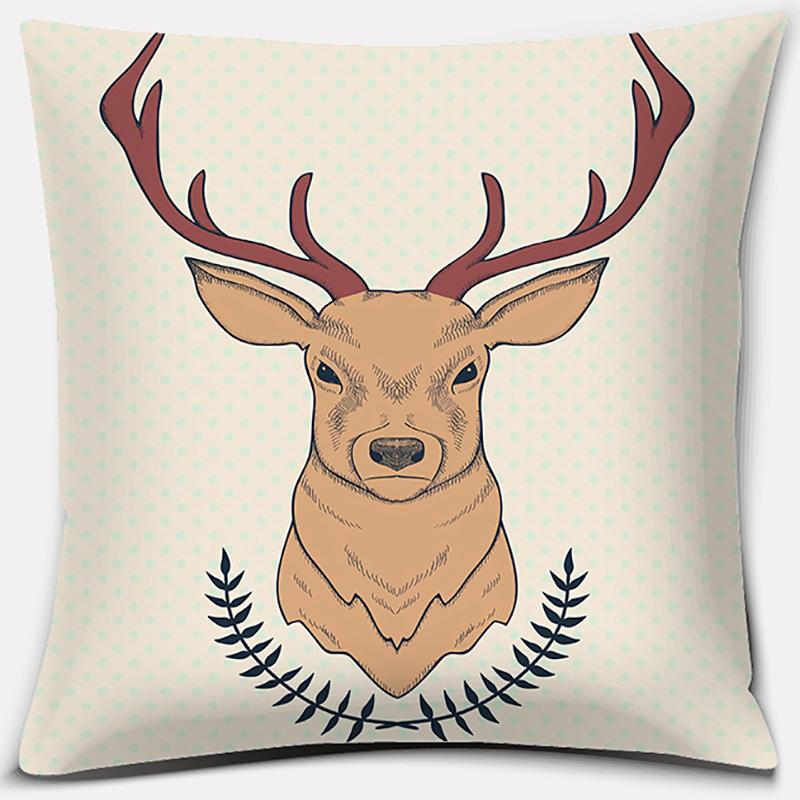 Christmas Deer Pattern Pillowcase Square Pillowcase Home Office Decoration Pillowcase