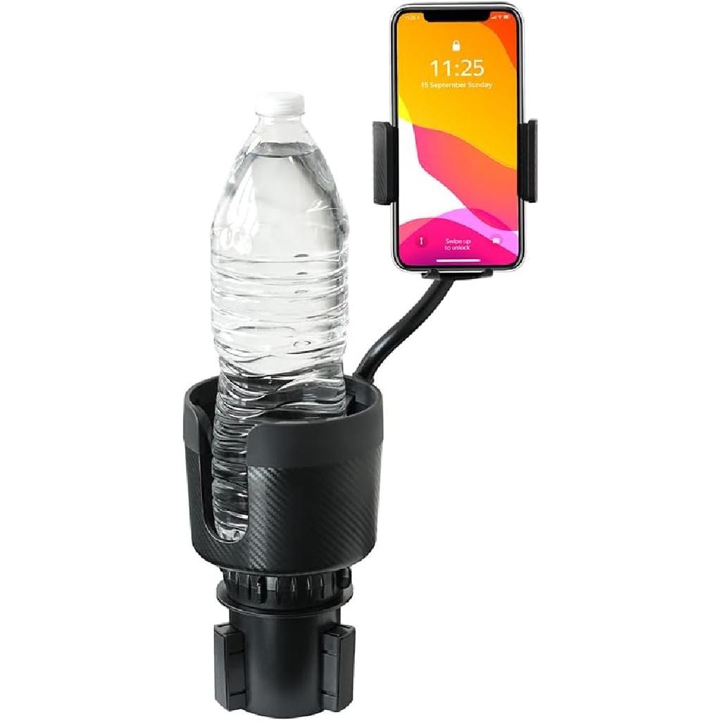 CupCargo Pro – 2-in-1 Car Cup Holder Expander and 360° Phone Mount with Adjustable Base and Flexible Neck, Universal Fit