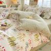 Washed Cotton 4Pcs Set, Spring And Autumn 1.8M Bed Sheet Double Quilt Set 3Pcs Home Textile