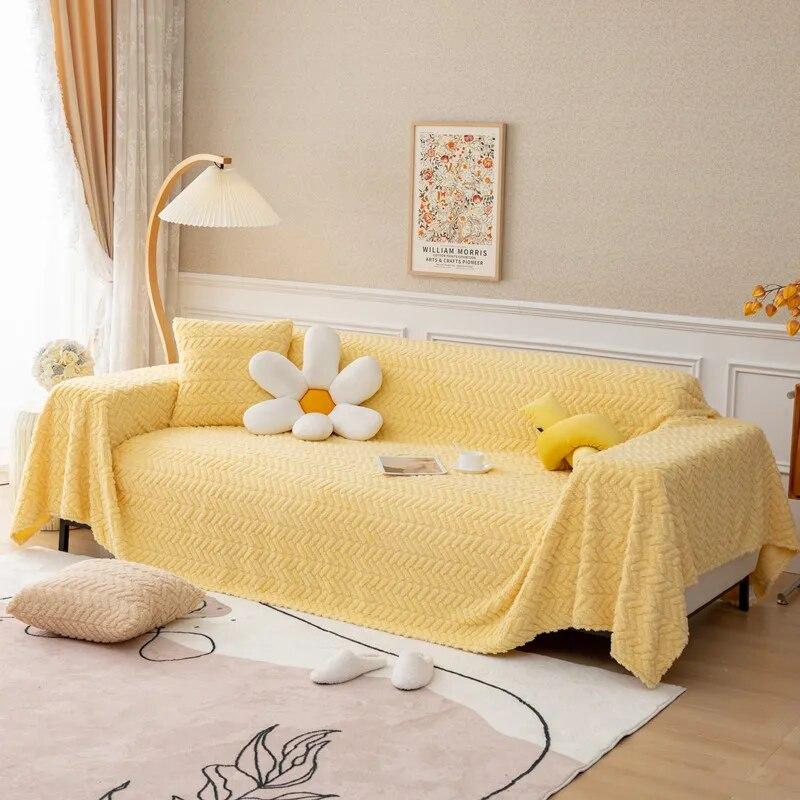 Thick Super Soft Velvet Sofa Cover Solid Color Plush Sofa Blanket Large Size Full Cover Sofa Towel Anti-cat Scratch Couch Covers