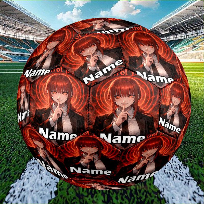 Custom Name Personalized Makima Chainsaw Man Print Size 5 Soccer Ball Training & Match Football, for Team, Kicking, Gift for Football Enthusiasts