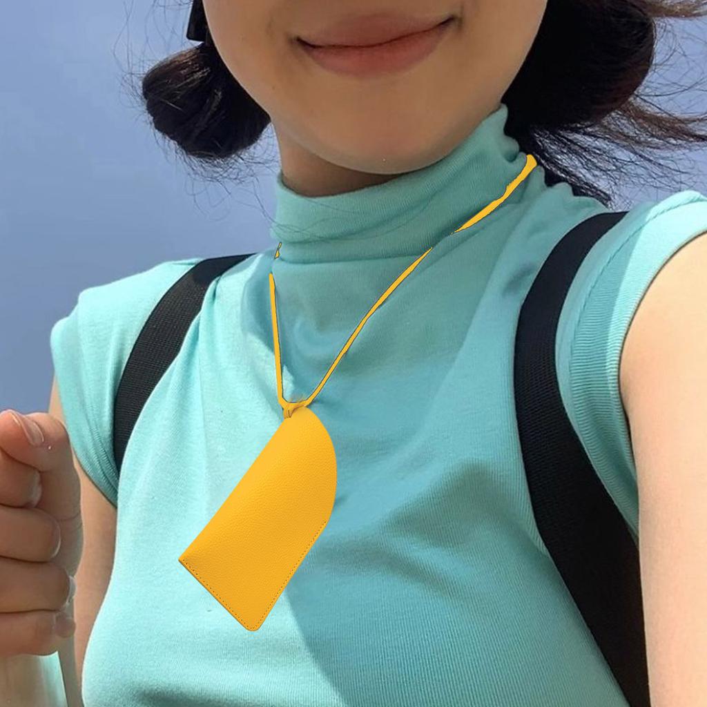 Portable Slim Eyeglasses Pouch Soft Sunglasses Bag Fashion Accessory for Trendy Men and Women with Necklace Strap