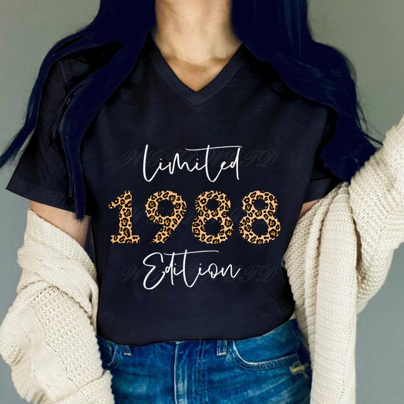 

Leopard 1988 Limited Edition Graphic T Shirts Women Made in 1980 To 1989 Classic Vintage T Shirts Leopard Print Summer Tops Tees 4XL