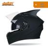 Jiekai Full Face Flip-Up Motorcycle Helmet for Men & Women with Horn Design - All Season Racing Safety Helmet.