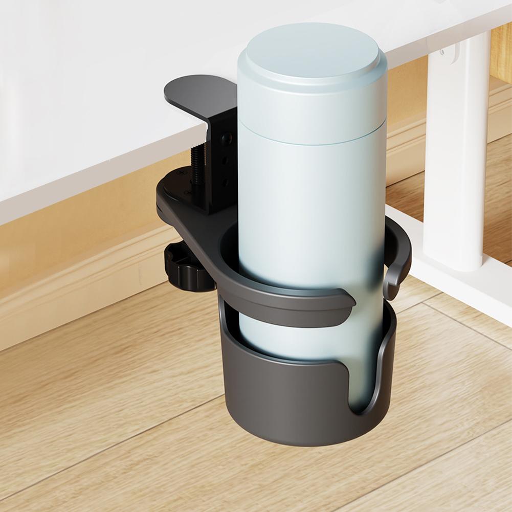 Punch-free Rotating Desk Cup Holder Universal Adjustable Upgraded Arm Clamp Stand for Coffee Mugs Water Bottles Insulated Bottle