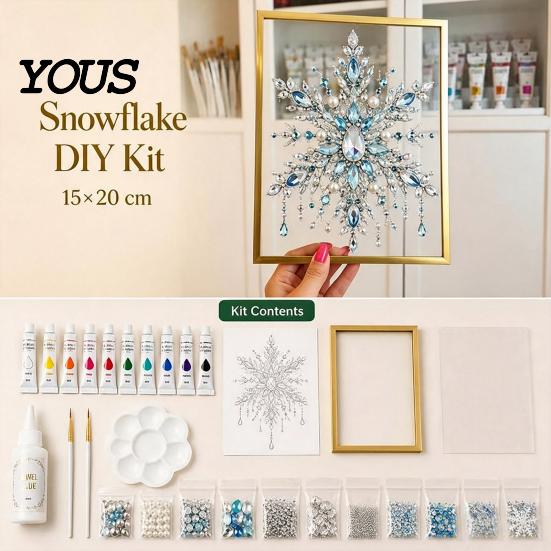 Holiday Decoration Making Sets DIY Jewelry Faux Pearl Art Painting Kit with Frame, Christmas Handmade Festive Wall Crystal Gem Craft Set for