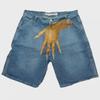"Men's Y2K Hip-Hop Trend Pattern Denim Shorts - European and American High Street Fashion for Couples"