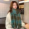 2025 Korean imitation cashmere scarf women's autumn and winter high-end warm shawl cute versatile plaid scarf
