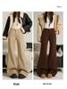 Khaki Micro-Flare Velvet-Lined Mid-Waist Slim-Fit Jeans for Women