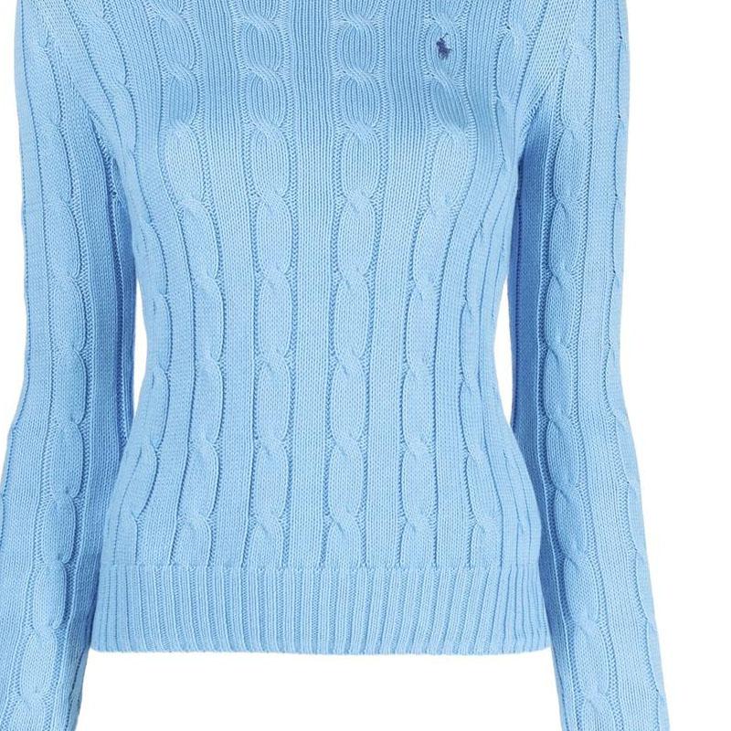 Polo Ralph Lauren SS23 Solid Color Logo Embroidered Cable Knit Sweater Women Sweater Blue 211891640-013