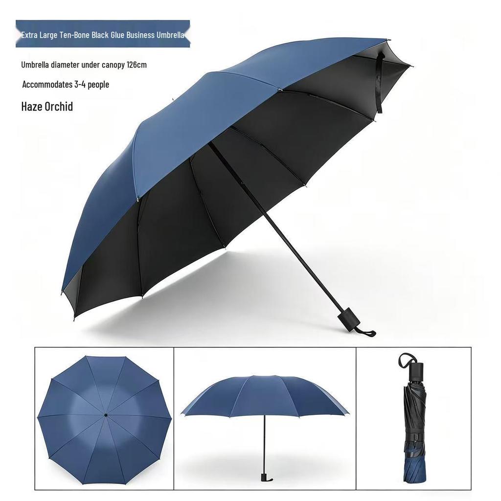 Extra-Large Folding Double Person Sunshade Umbrella with Black Glue Protection