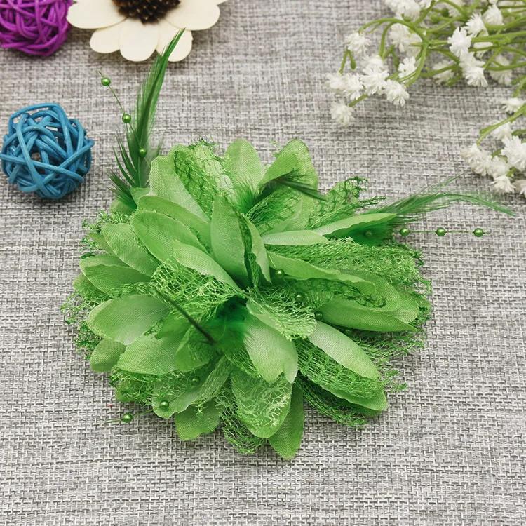 Women's Fashion Flower Feather Bead Corsage Hair Clip Bridal Hairband Brooch Pin Brida Barrettes Hair Mesh Accessories Jewelry