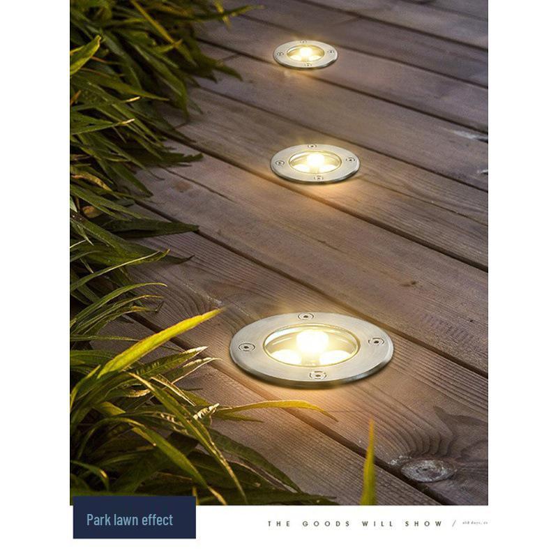 Ultra-Thin LED Outdoor Waterproof Floor Lamp - Low Voltage 12V/24V, Wood Finish