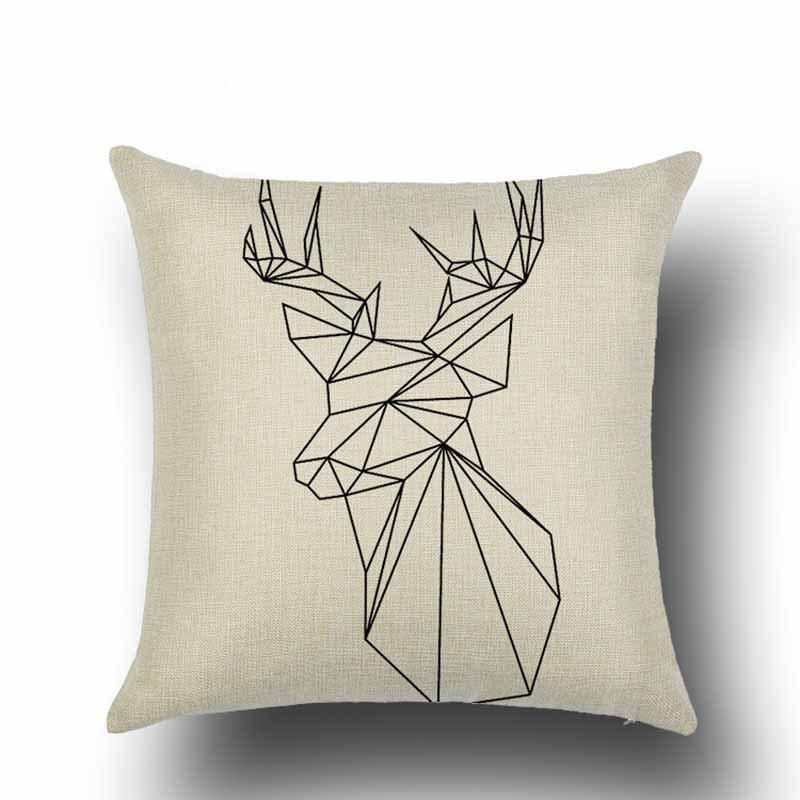 Nordic Black and White Geometric Pattern Linen Pillowcase Modern New American Triangle Abstract Style Sofa Pillow