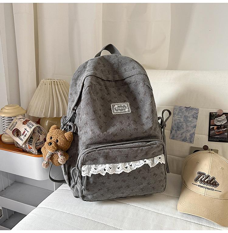 Schoolbag Korean Ins Style Backpack for Girls Junior High School Students, White High-value 1011 New Bow Campus Schoolbag for Women
