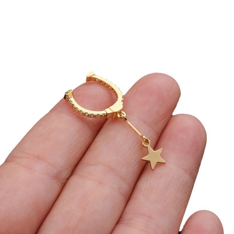 Pendientes colgantes de estrella de circonita microincrustada europea y americana (No se requiere perforación)