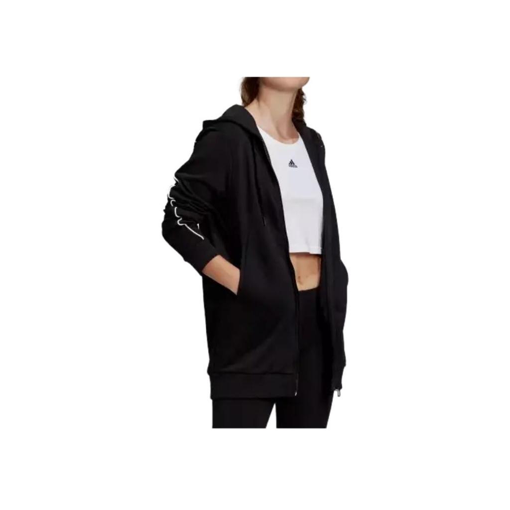 Adidas Essential Gian Hooded Loose Comfortable Full Zip Hoodie Women hoodies Black GM5545