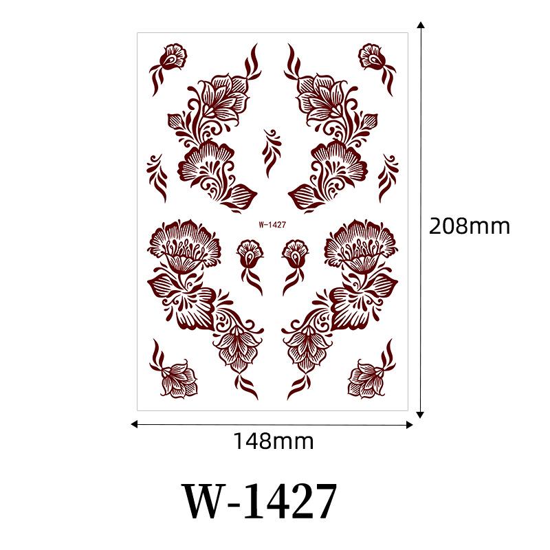 Zhengxiang 2025 Waterproof Brown Floral Lace Henna Tattoo Sticker