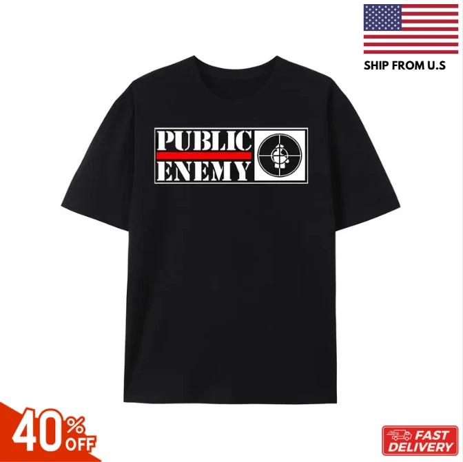 Men s Public Enemy Graphic T- Shirt - Bold Lettering & Target Design, Chuck D Fla S