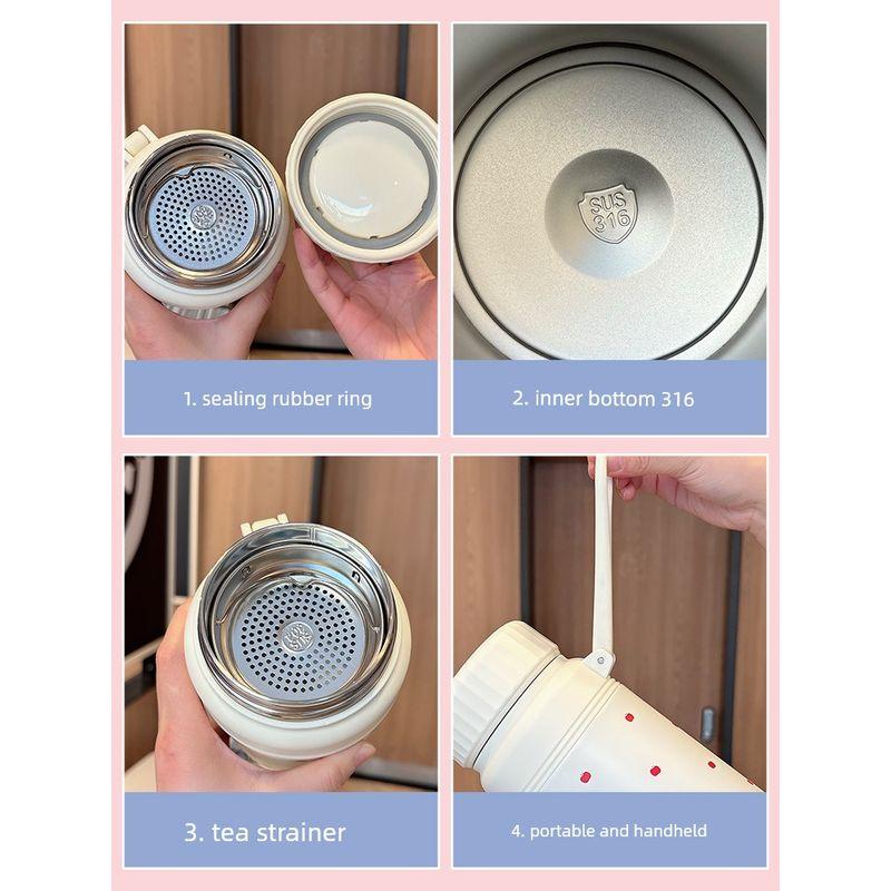 Large Capacity Thermos Cup for Girls with Tea Infuser, Cute Office Tea Cup, High-Looking Portable Student Water Bottle